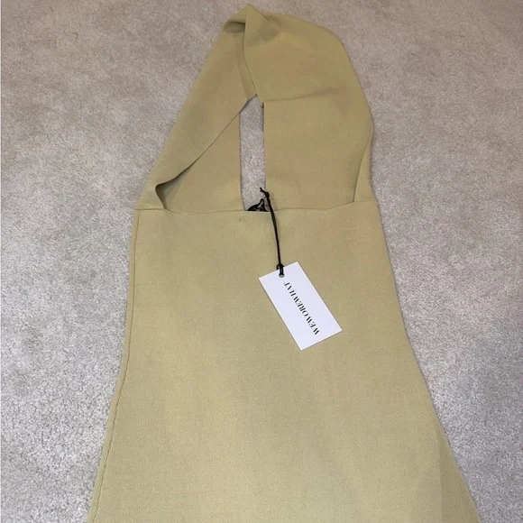 NWT WeWoreWhat Viscose Nylon Halter Neck Midi Dress in Tan Size S - Picture 11 of 11